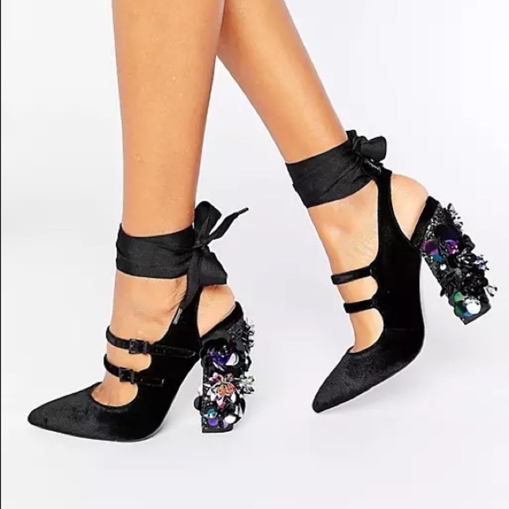 ASOS PETROLEUM Embellished Pointed Heels